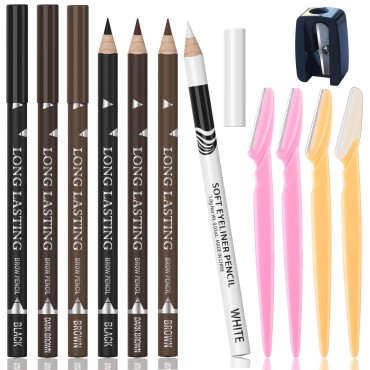 7Pcs Multicolor Eyebrow Pencil Eyeliner Set, Waterproof Eye Brow Pencil, Easy to Coloromen Women Professional Eyebrow Pencil Smudge Proof Long Lasting Makeup Eye Liners (Multicolor)