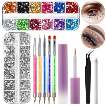 5100Pcs Face Gems Face Jewels with Makeup Glue, FI...