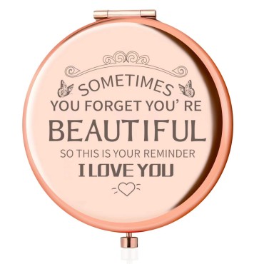 Gifts for Women-Birthday Gifts for Women-Compact Makeup Mirror-Valentine's Day Christmas Mother's Day Graduation Party Gift for mom, Wife, Sister, Friend, Classmate (Rose Gold)