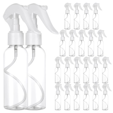 LOEQIAN 24 Pack Clear Spray Bottle, 3.5oz/100ml Plastic Fine Mist Travel Size Empty Bottles, Refillable Sprays Container for Kitchen Home Office Cleaning, Gardening, Cooking