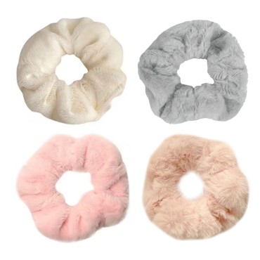 ZBORH 4 Pcs Flannel Hair Scrunchies Soft Elastic H...