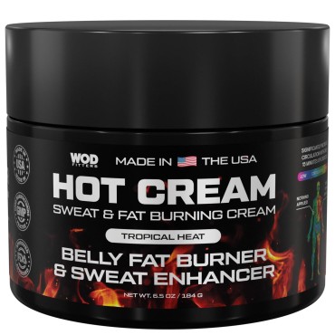 WODFitters Advanced Technology Hot Sweat Cream Workout Enhancer Booster Made in USA: Speed up Warm up and Recovery, Sweat Faster Harder, Tropical Heat Toning Gel for Belly Fat for Men Women
