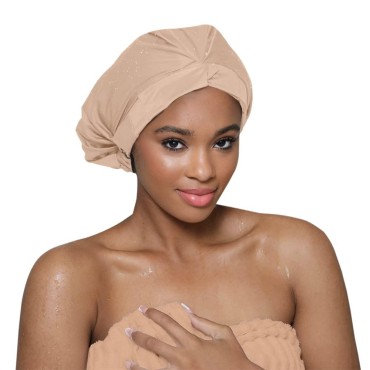 Hairbrella Luxurious Satin-Lined Adjustable Shower Cap For Women, 100% Waterproof, Reusable, Washable, Breathable, No Plastic (Blush)