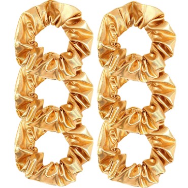 OTYOU 6 Pack PU Leather Dance Hair Scrunchies Gold...