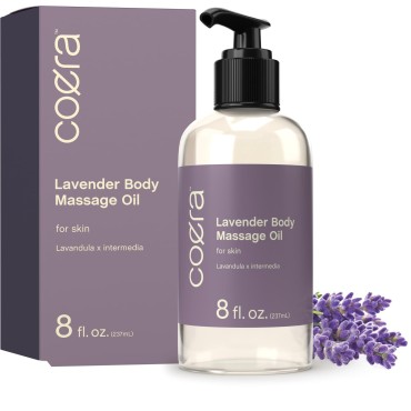 Lavender Massage Oil | 8 fl oz | Moisturizing Body Oil for Skin | Free of Parabens, SLS, & Fragrances | Coera by Horbaach