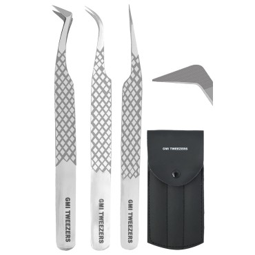 GMI Lash Tweezers - Pack of 3 Firber Tip Eyelash T...