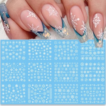 24 Sheets Christmas Nail Stickers Snowflake Nail A...