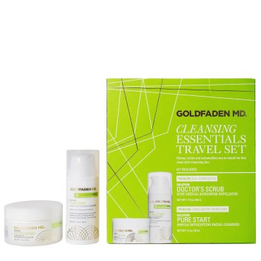 Goldfaden MD Cleansing Essentials Travel Set Microderm Daily Facial Exfoliator Face Cleaner 1.7oz & Detoxifying Natural Facial Cleanser 1oz