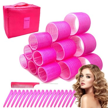 Hair Rollers, 38 Pcs Hair Rollers for Medium Hair, Large Self Grip Hair Rollers Set, Rollers Hair Curlers for Women Girls Blowout Look
