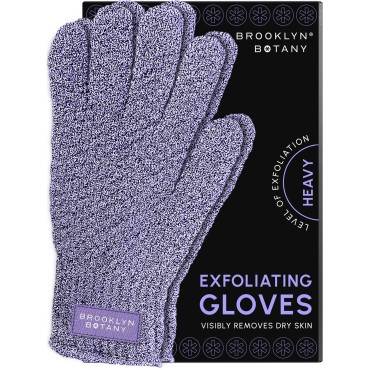 Brooklyn Botany Exfoliating Gloves for Bath and Shower - Heavy Duty Exfoliating Body Scrubber for Massage and Dead Skin Remover for Body - 1 Pair