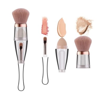 Bling Toman 3 in 1 Makeup Brush Set, All-in-One Makeup Sponge, Eyeshadow, Eyebrow, Liner & Blush Blending Brush for Foundation, Concealer, & Powder Mini Travel Makeup Brushes (Clear 3 in 1)