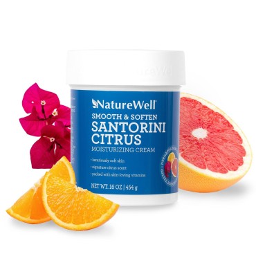 NATURE WELL Santorini Citrus Smooth & Soften Moisturizing Cream For Face, Body, & Hands, Packed With Skin-Loving Vitamins & Nutrients, Luxuriously Creamy & Intensely Hydrating, 16 Oz.