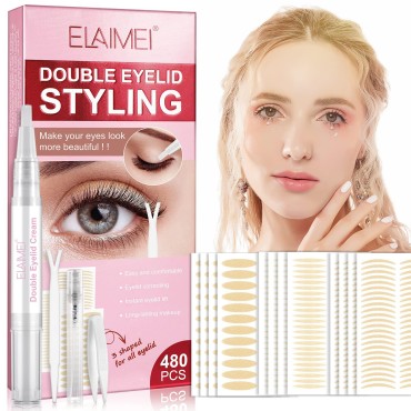 Eyelid Tape,Invisible Eyelid Lifter Strips 480PCS,Waterproof Double Eyelid Stickers for Hooded,Droopy, Uneven, Mono-Eyelids