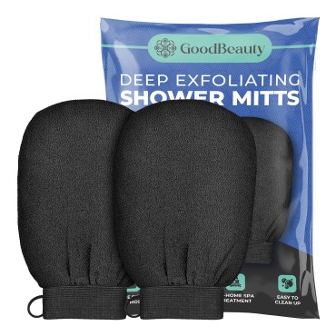 GoodBeauty 2 Pack Shower Exfoliating Gloves Bath Massage Scrubbing, Shower Exfoliating Mitt for Men Women Shower Body Scrub, Unclog Deep Pore Gentle Viscose Fiber