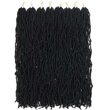 8 Packs Short Faux Locs Crochet Hair 120 Strands 24Inch Soft Locs wavy Dreadlocks Crochet Braids Natural Pre-Looped Crochet Hair for Black Women (24 Inch (Pack of 8), 1B)