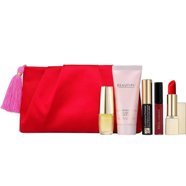Estee Lauder 6 PC Beautiful perfume body lotion lip gloss mascara Holiday 2022 Set