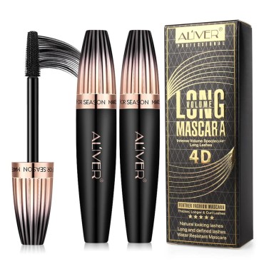 4D Silk Fiber Lash mascara, Waterproof Mascara Black Volume and Length, Natural Lengthening and Thick, Smudge-Proof,No Clumping, Instantly Create The Look of Lash Extensions, All Day Full, 2 Pack