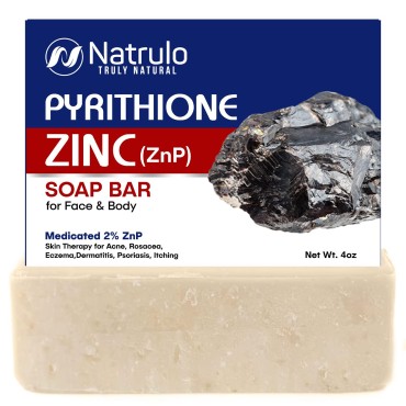 Herblov Pyrithione Zinc Soap Bar for Face & Body, 4oz | 2% ZnP Bar Soap Skin Therapy Cleanser for Acne, Rosacea, Eczema, Dermatitis, Psoriasis, Itching | Cleansing, Calming Facial Wash | Made in USA