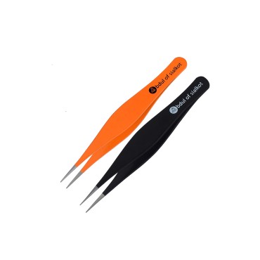 Abdul of Sialkot Pointed Tweezers,Needle Nose Tip, Sharp Precision Ingrown Hair, Surgical Pointed for Blackheads & Splinters/Best Tweezers for Eyebrows Pack of 2 (Black&Orange)