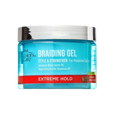 KISS COLORS & CARE Braid Gel Extreme Hold, 6 oz -Nourishing, Adds Shine, Moisture Boosting, Long Lasting Hold, For All Hair Types