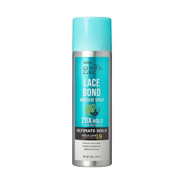 KISS Colors & Care Lace Bond Adhesive Spray Ultimate Hold 11.1 oz. - Adhesive for Lace Frontals, Sweat Proof, Water-Resistant, Fast Drying, Efficient Nozzle, Convenient, Super Secure for All Day