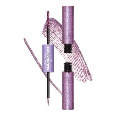Lime Crime Iridescent Eye & Brow Glitter Topper, Diamond Dust (Amethyst Purple) - Dual-Ended Precision Liner Brush & Eyebrow Applicator - Shimmery Topper & Lightweight Non-Sticky Texture