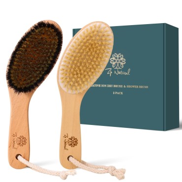 ZP Natural Dry Brushing Body Brush Set, Negative Ion Exfoliating Brush, Ergonomic Grip Design, Exfoliate with Ion Dry Brush to Wake Up The Body