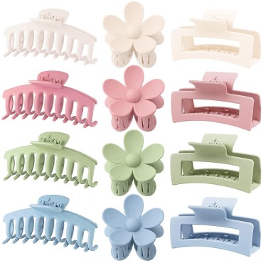 12 Pack Large Hair Claw Clips Flower Hair Clips fo...