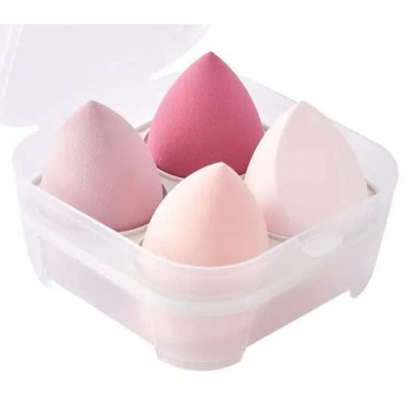 Introduction Price! 4ct Makeup Sponge Set, Foundation Beauty Blender Sponge Puffs for Liquid, Cream and Powder, Makeup Sponges for Blending(Esponjas Para Maquillaje) in Sponge Holder Organizer-Pink