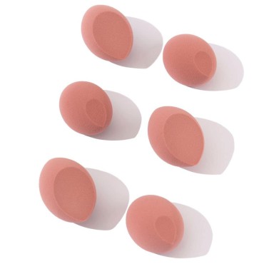 6 piece Rose Pink Makeup Sponge Set - Brush Bubble dual angled beauty sponge for blending liquid foundations, powders & creams, get a flawless blended application, hypoallergenic, latex & cruelty free