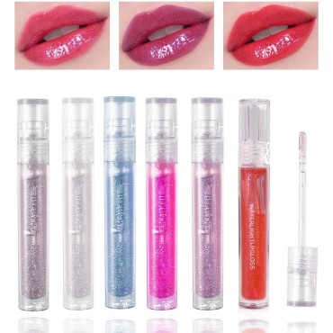 6 Pcs Hydrating Tinted Lip Oil Balm Moisturizing Plumping Lip Gloss Long Lasting Lip Care Transparent Toot Jelly Lip Oil Glossy Lip Care Product for Dry Cracked Lips