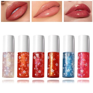 6PCS Pearlescent Liquid Lip Gloss Set,Translucent ...