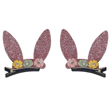 2 Pcs Bunny Hair Clips Rabbit Hair Clip Glitter Sequin Rabbit Ears Alligator Hairpins Bunny Ear Easter Hairpin Hair Barrettes Cute Bunny Hair Claw Clips for Womens Girls Holiday Easter Day Gifts