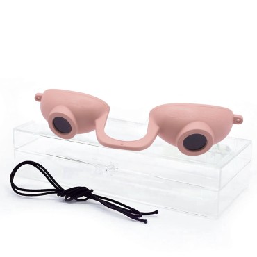 Super Sunnies EVO Flex Tanning Goggles - FDA Compliant Tanning Glasses - UV Tanning Bed Goggles For Tanning Eye Protection - Allows Visibility - With a Clear Case/Box (Peach)
