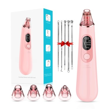 Blackhead Remover Vacuum, Rechargeable Face Pore Cleanser Blackhead Extractor with 3 Suction Levels and 4 Suction Heads-Blackhead Removal Tools for Men and Women