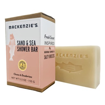 MacKenzie's Sand & Sea Shower Bar 5.5 oz - Gifts for Fisherman, Cooks & Gardeners, Beach Life, Ocean Lovers, Moisturizing Cold Process Bar Soap