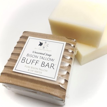Big Crazy Buffalo Pure Bison Tallow Buff Soap Bar, Unscented, (2 pack) - Cleans, Moisturizing, Non-Habit Forming, Soothes, Hydration, Naturally Derived - No Dyes, Chemicals, Fragrances, Preservatives