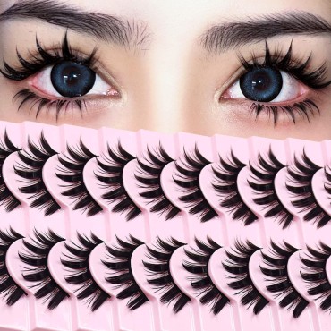 10 Pairs Anime Cosplay Lashes Spiky Manga Style La...