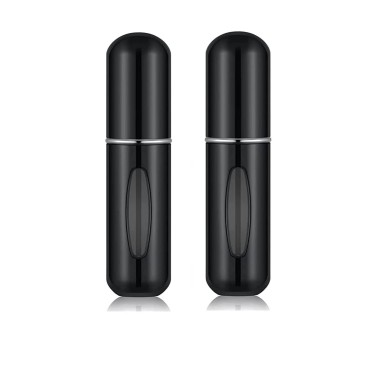 VIGOR PATH Portable Mini Refillable Perfume/Cologne Atomizer Bottle - great for travel, parties and events - Travel & toiletry accessory great for both men and women - 5ml/0.2oz (Pack of 2 - Black)