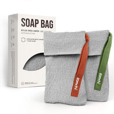 ZOMCHI 2 Pieces of Soap Bags with Gentle Roughness, Soap Savers for Bar Soap, Body Scrubbers for Use in Shower, Soap Exfoliating Bag