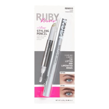 Ruby Kisses Brow Styling Pencil Eyebrow Wax with Brush, Long-Lasting Brow Shaping Clear Pencil