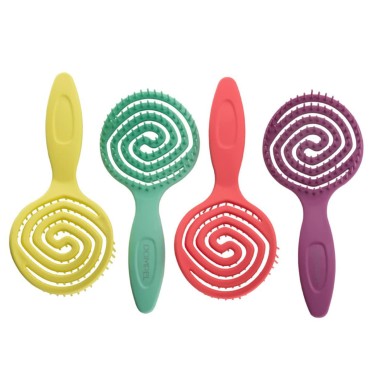 Dompel Hair Brush Pirulito, antistatic bristles, for all hair types, this brush set comes in four delicious scent (Strawberry, Pineapple, Grape, and Green Apple), Model 4018.