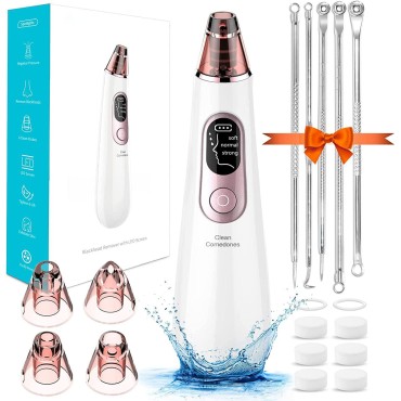 2023 Newest Blackhead Remover Pore Vacuum, Electric Acne Extractor - Rechargeable Pore Cleanser - at-Home Facial Beauty Device with LED Screen & 4 Probes & 3 Modes for Men and Women