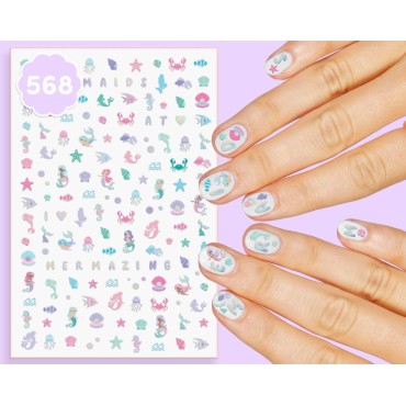 xo, Fetti Kids Mermaid Nail Stickers - 568 Foil Decals | Birthday Girl Summer Party Favors, DIY Home Activity, Under The Sea, Cute Nail Transfer, Mermaids, Dolphins, Easter Basket