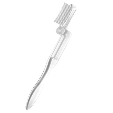 Acavado Folding Eyelash Comb, Eyelash Eyebrow Mascara Brush, Lash Brush Separator Tool with Metal Teeth, White