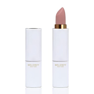 MELOWAY Hi-Rise Hydrating Matte Lipstick | Moisturizing, High-Pigment, Vegan Formula | Long-Lasting, Non-Drying, One-handed Capless Lipstick for Easy Application, Naked Peach