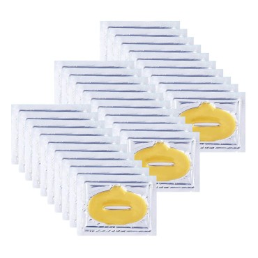NIYET 30 pieces of Moisturizing Collagen Crystal Lip Mask - Anti-Ageing & Anti Chapped, Reduce lip Wrinkles, Fade Lip Color, Make Skin Smooth And Firm Collagen Lip Pieces (Gold-Lip Mask) …
