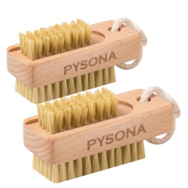 PySona 2 Pieces Natural Wooden bristle nail brushe...