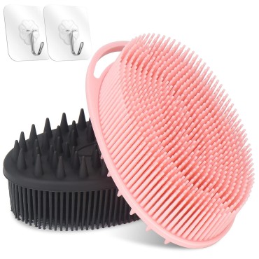 YONOY 2 Pack Silicone Body Scrubber, 2 in 1 Bath a...