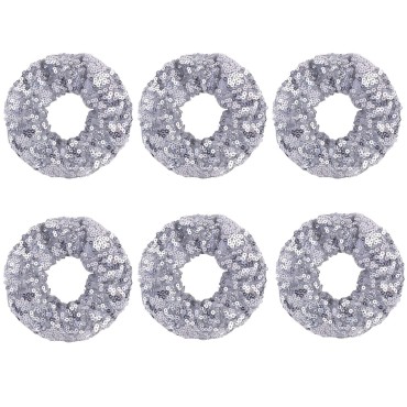 6 Pcs Sparkle Sequin Hair Scrunchie Hair Bobbles M...